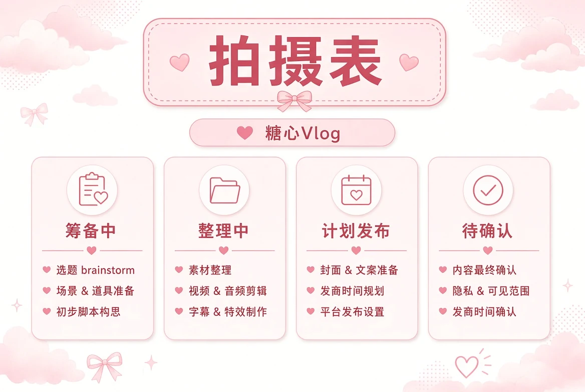 拍摄表内容整理视觉